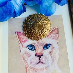 Vintage 80's Lieba USA Gold tone Scarf Clip - Filagree Scarf Clip - MINT NWOT